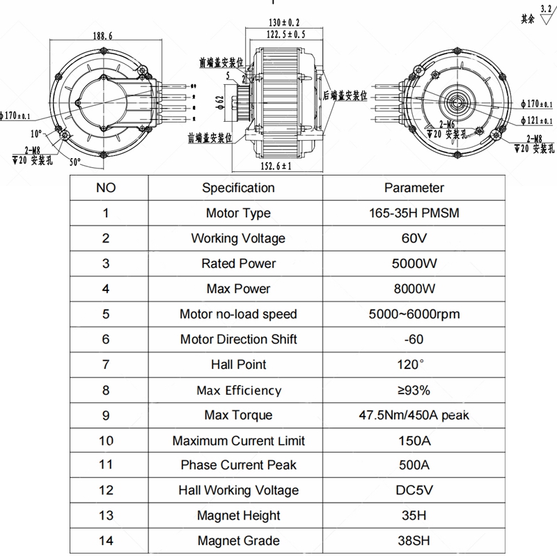 QSMOTOR 165 35H 5000W Mid-driv - Mid Drive Motor Kit 72V 5000W ulasan dan harga