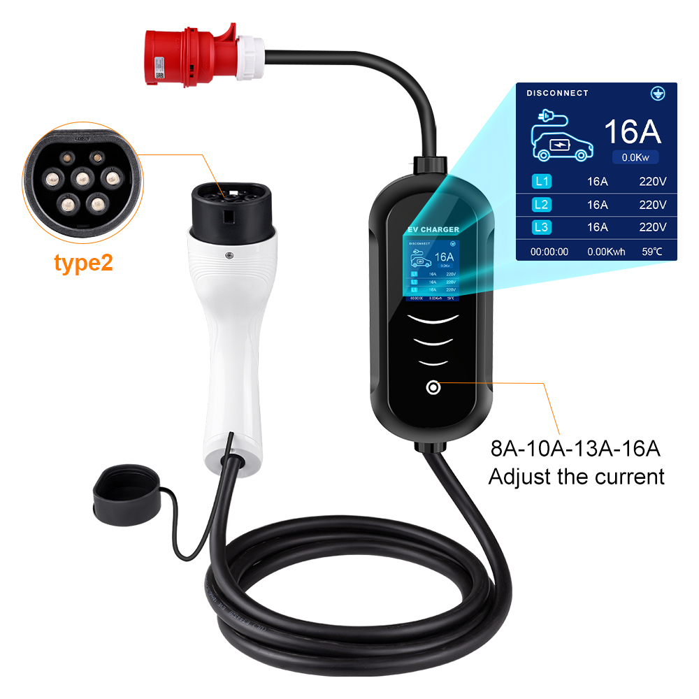 IPENGEN 11KW 16A 3 Phase EV Po - Type 2 Portable Ev Charger 11Kw Cee ulasan dan harga