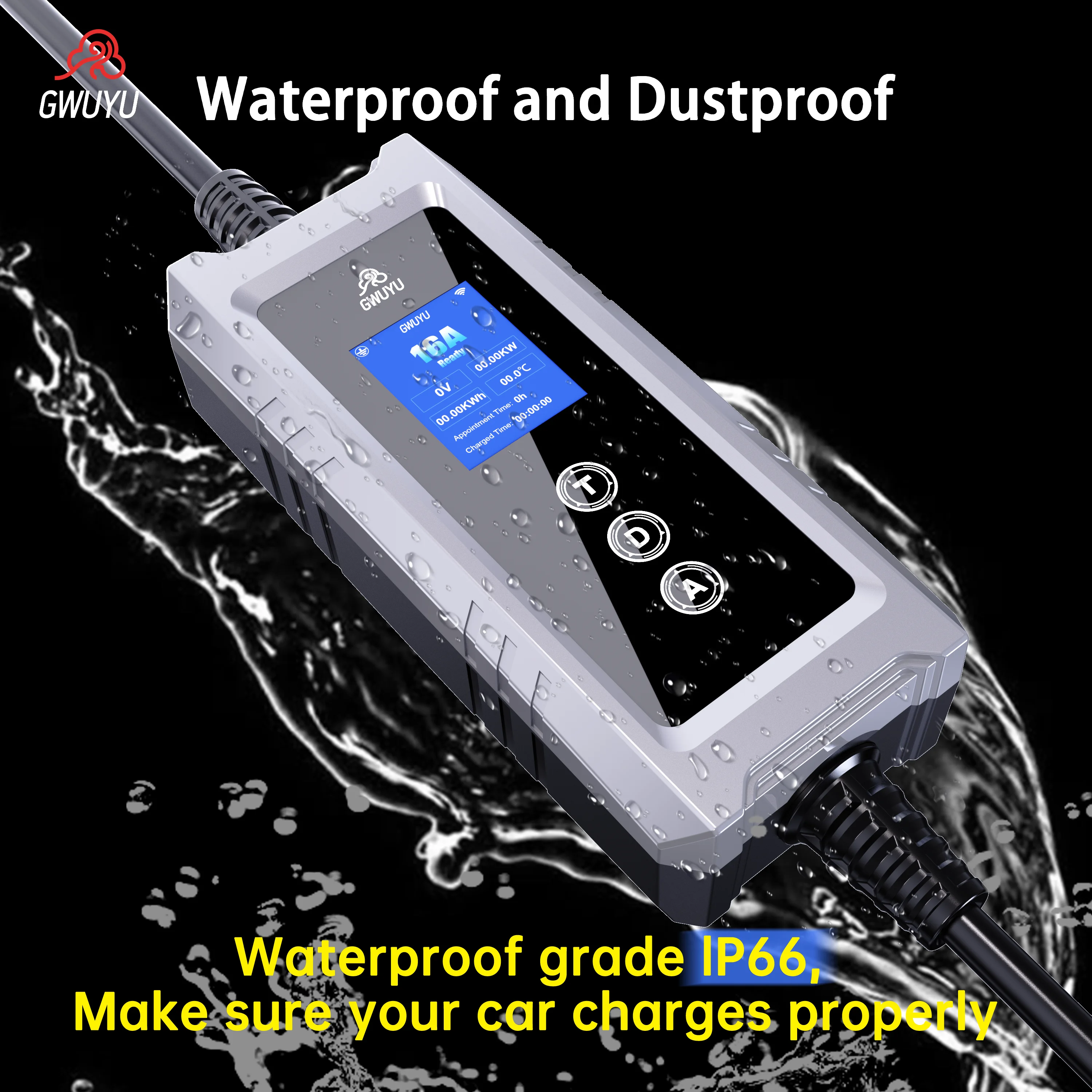 GWUYU  32A Type2 EV Chargers 3 - Type 2 Portable Ev Charger 11Kw Cee ulasan dan harga